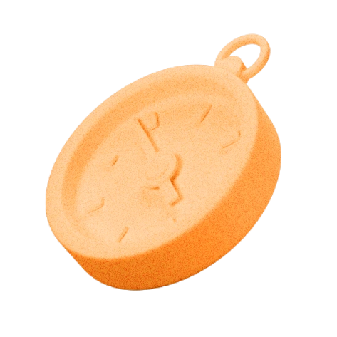 3D orange clock icon symbolizing timing, scheduling and always-on campaign management at COLAB LA